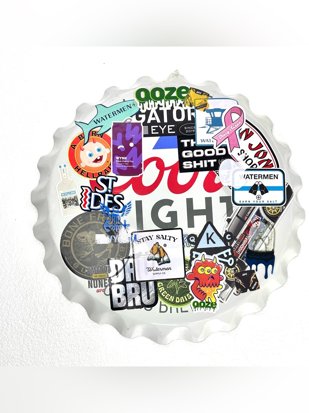 Giant 18” Coors Light Tin Bottle Cap with Stickers